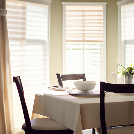 Bright breakfast nook with organized morning setup