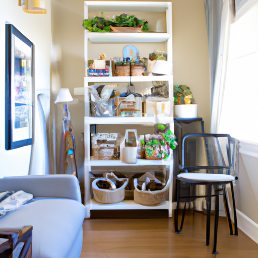 Cozy small living room with clever storage and neutral tones