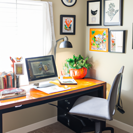 Organized desk with natural light in a home office