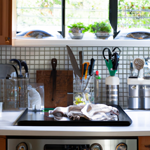 Modern kitchen with organized tools and clear countertops