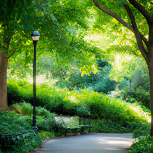 Serene morning at Central Park with a focus on sustainable living.