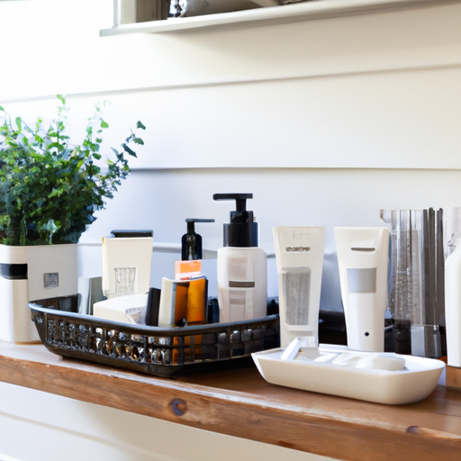 Organized bathroom counter with morning essentials